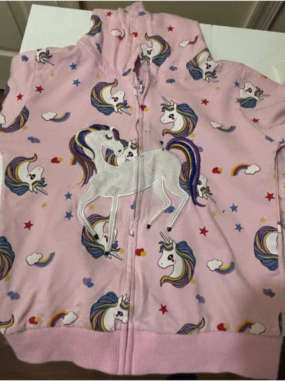 RETSUGO unicorns pink zip-up hoodie Toddler Size 2T